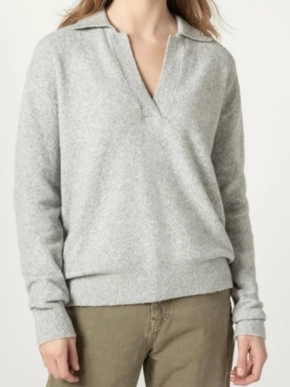 J. Crew Light Gray V-Neck Pullover Sweater